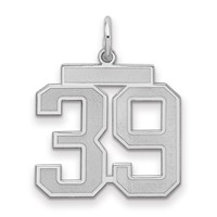 Sterling Silver Rhodium-plated Satin Number 39 Charm view 1