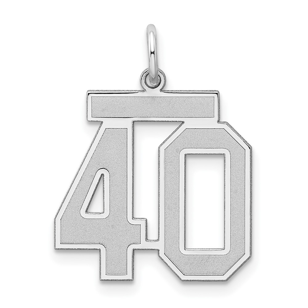 Sterling Silver Rhodium-plated Satin Number 40 Charm