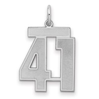 Sterling Silver Rhodium-plated Satin Number 41 Charm view 1