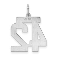 Sterling Silver Rhodium-plated Satin Number 42 Charm view 4