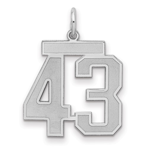 Sterling Silver Rhodium-plated Satin Number 43 Charm