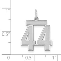 Sterling Silver Rhodium-plated Satin Number 44 Charm view 3