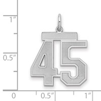 Sterling Silver Rhodium-plated Satin Number 45 Charm view 2