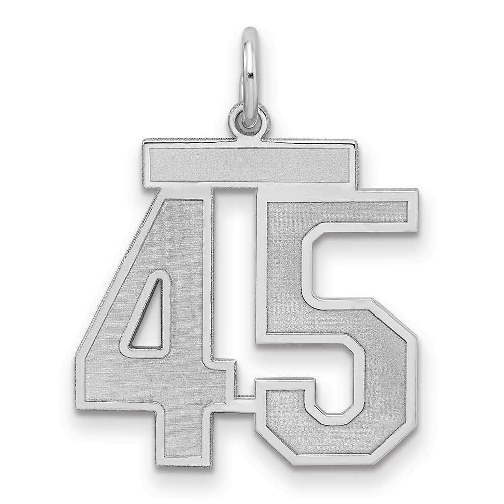 Sterling Silver Rhodium-plated Satin Number 45 Charm