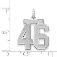 Sterling Silver Rhodium-plated Satin Number 46 Charm view 2