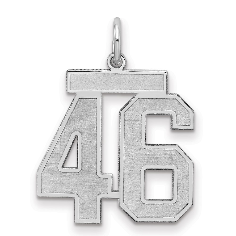 Sterling Silver Rhodium-plated Satin Number 46 Charm