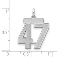 Sterling Silver Rhodium-plated Satin Number 47 Charm view 2