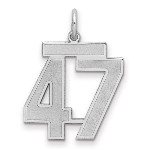 Sterling Silver Rhodium-plated Satin Number 47 Charm