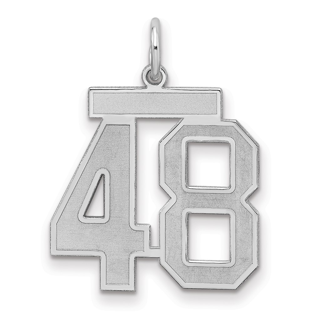 Sterling Silver Rhodium-plated Satin Number 48 Charm