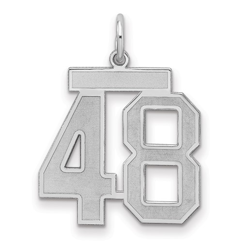 Sterling Silver Rhodium-plated Satin Number 48 Charm