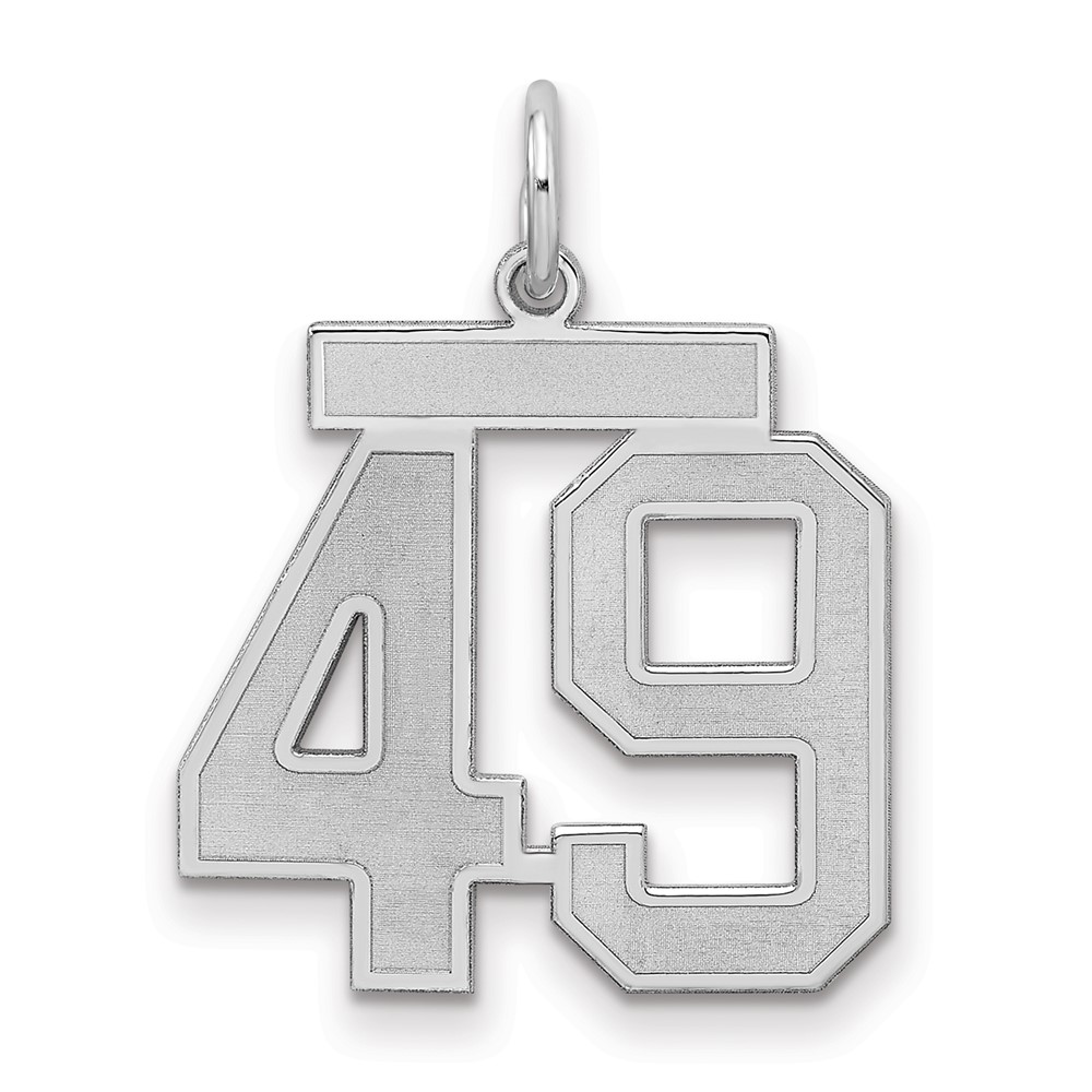 Sterling Silver Rhodium-plated Satin Number 49 Charm