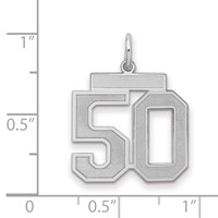 Sterling Silver Rhodium-plated Satin Number 50 Charm view 2