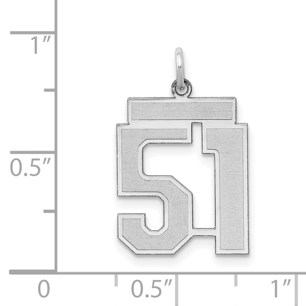 Sterling Silver/Rhodium-plated Satin Number 51 Charm (QPM51)