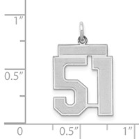 Sterling Silver Rhodium-plated Satin Number 51 Charm view 3