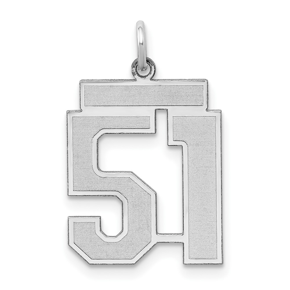 Sterling Silver/Rhodium-plated Satin Number 51 Charm (QPM51)