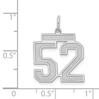 Sterling Silver Rhodium-plated Satin Number 52 Charm view 3