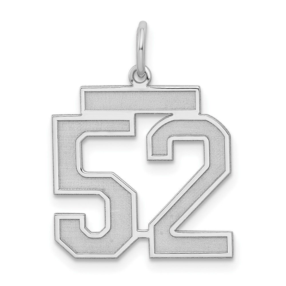 Sterling Silver Rhodium-plated Satin Number 52 Charm