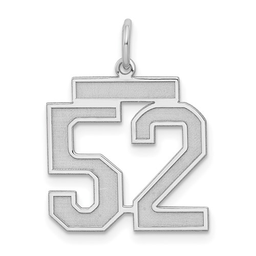 Sterling Silver Rhodium-plated Satin Number 52 Charm
