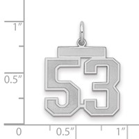 Sterling Silver Rhodium-plated Satin Number 53 Charm view 2