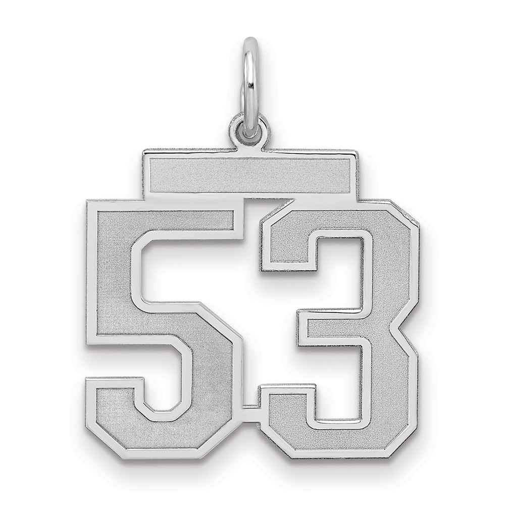 Sterling Silver Rhodium-plated Satin Number 53 Charm