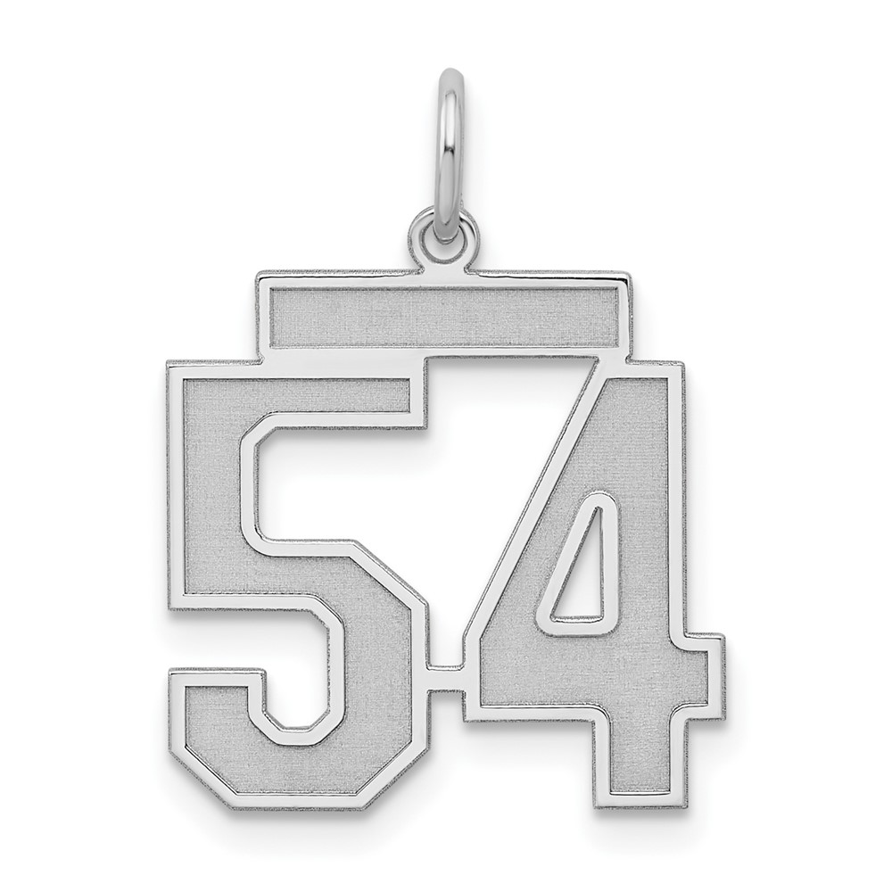 Sterling Silver/Rhodium-plated Satin Number 54 Charm (QPM54)