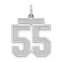 Sterling Silver Rhodium-plated Satin Number 55 Charm view 1