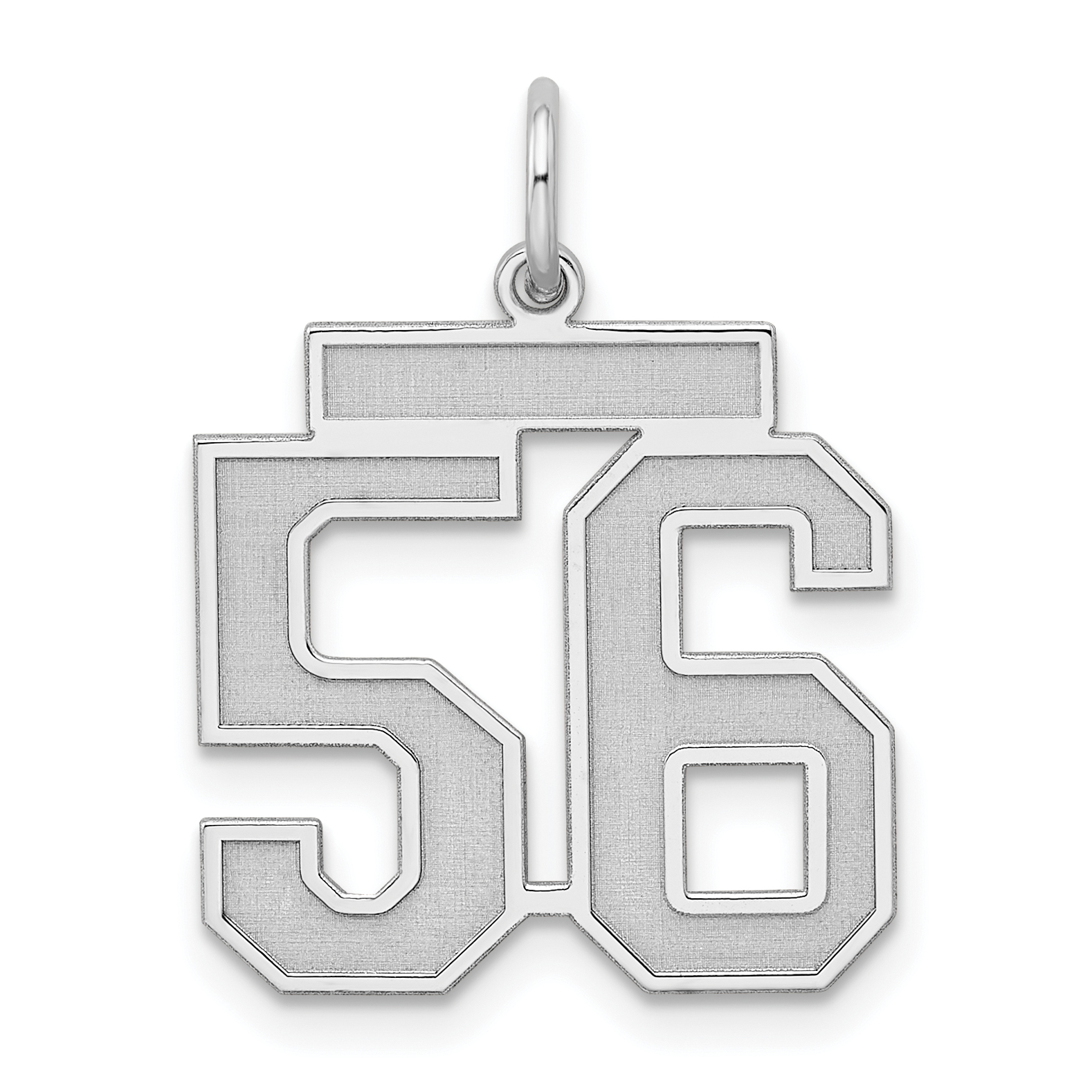 Sterling Silver/Rhodium-plated Satin Number 56 Charm (QPM56)