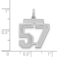 Sterling Silver Rhodium-plated Satin Number 57 Charm view 2