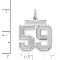 Sterling Silver Rhodium-plated Satin Number 59 Charm view 2