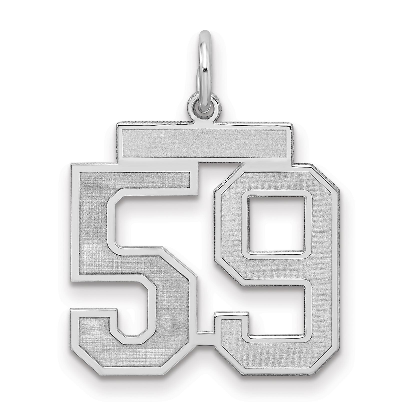 Sterling Silver/Rhodium-plated Satin Number 59 Charm (QPM59)