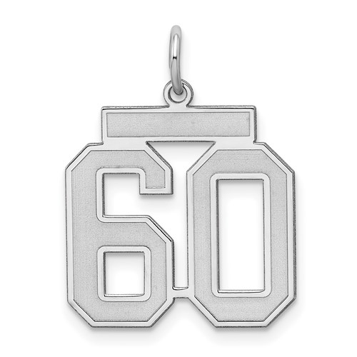 Sterling Silver Rhodium-plated Satin Number 60 Charm