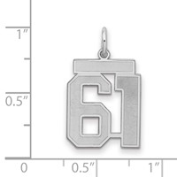 Sterling Silver Rhodium-plated Satin Number 61 Charm view 2