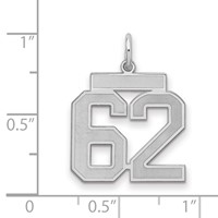 Sterling Silver Rhodium-plated Satin Number 62 Charm view 2