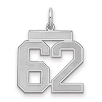 Sterling Silver Rhodium-plated Satin Number 62 Charm view 1
