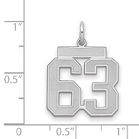 Sterling Silver Rhodium-plated Satin Number 63 Charm view 2