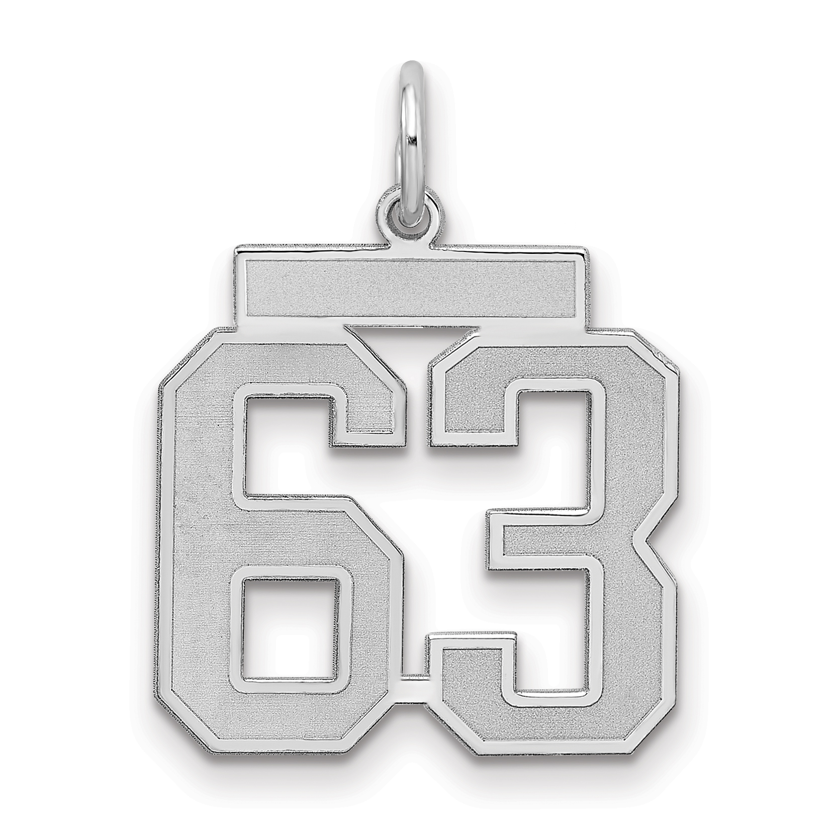 Sterling Silver/Rhodium-plated Satin Number 63 Charm (QPM63)