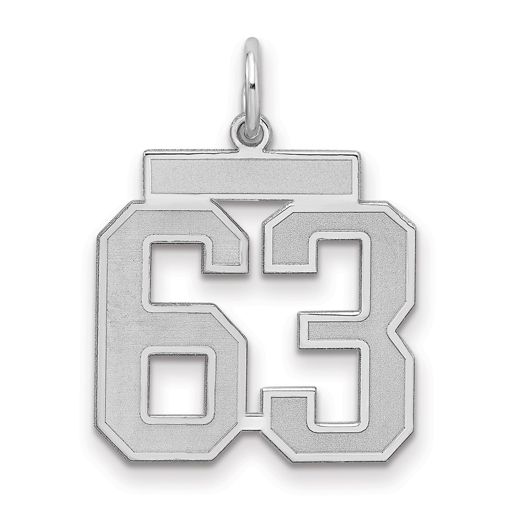 Sterling Silver Rhodium-plated Satin Number 63 Charm