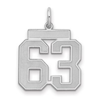 Sterling Silver Rhodium-plated Satin Number 63 Charm view 1