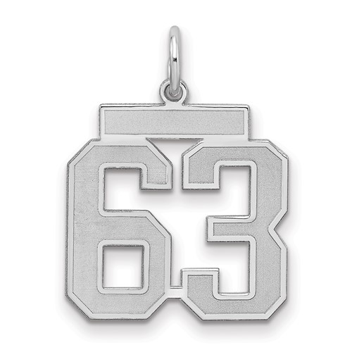Sterling Silver Rhodium-plated Satin Number 63 Charm