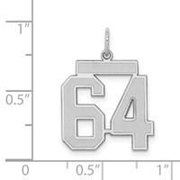 Sterling Silver Rhodium-plated Satin Number 64 Charm view 3