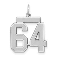 Sterling Silver Rhodium-plated Satin Number 64 Charm view 1