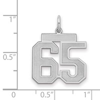 Sterling Silver Rhodium-plated Satin Number 65 Charm view 2