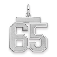 Sterling Silver Rhodium-plated Satin Number 65 Charm view 1