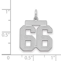 Sterling Silver Rhodium-plated Satin Number 66 Charm view 2