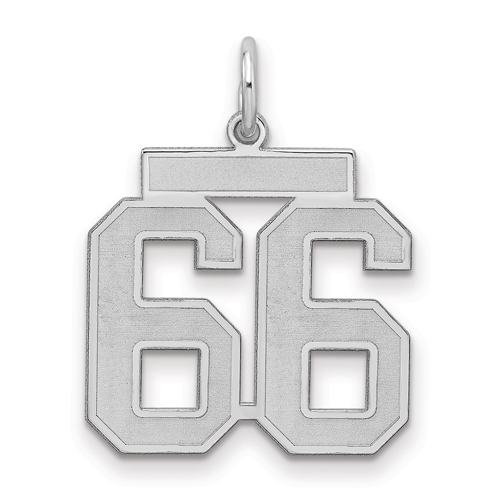 Sterling Silver Rhodium-plated Satin Number 66 Charm