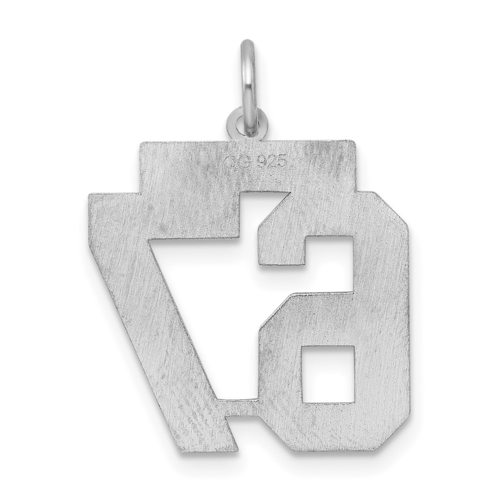 Sterling Silver/Rhodium-plated Satin Number 67 Charm (QPM67)