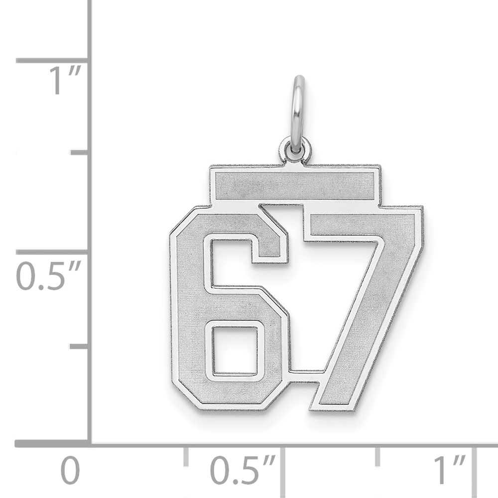 Sterling Silver/Rhodium-plated Satin Number 67 Charm (QPM67)