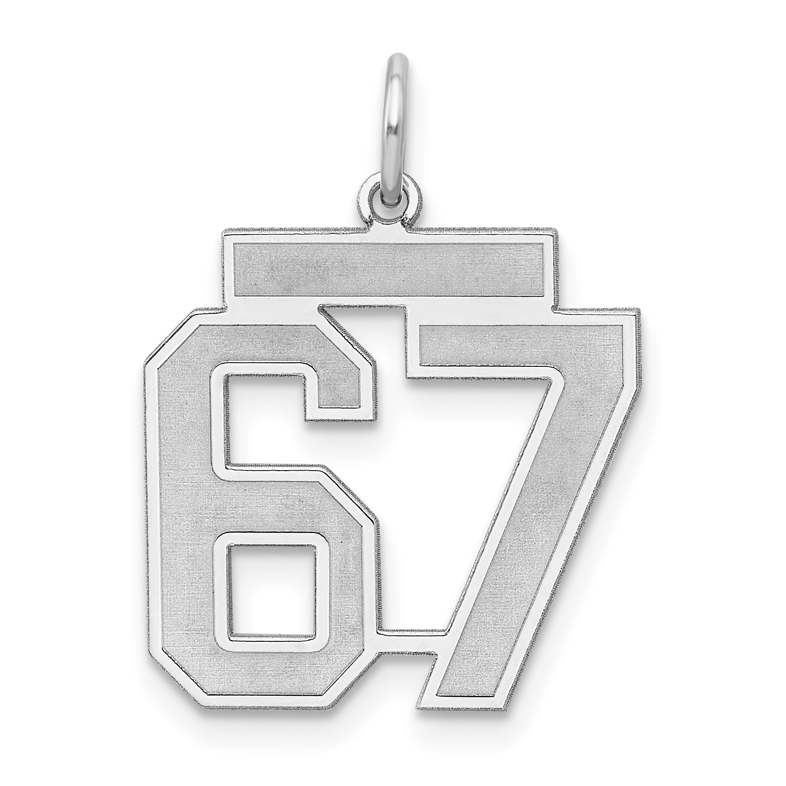 Sterling Silver/Rhodium-plated Satin Number 67 Charm (QPM67)