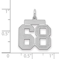 Sterling Silver Rhodium-plated Satin Number 68 Charm view 2