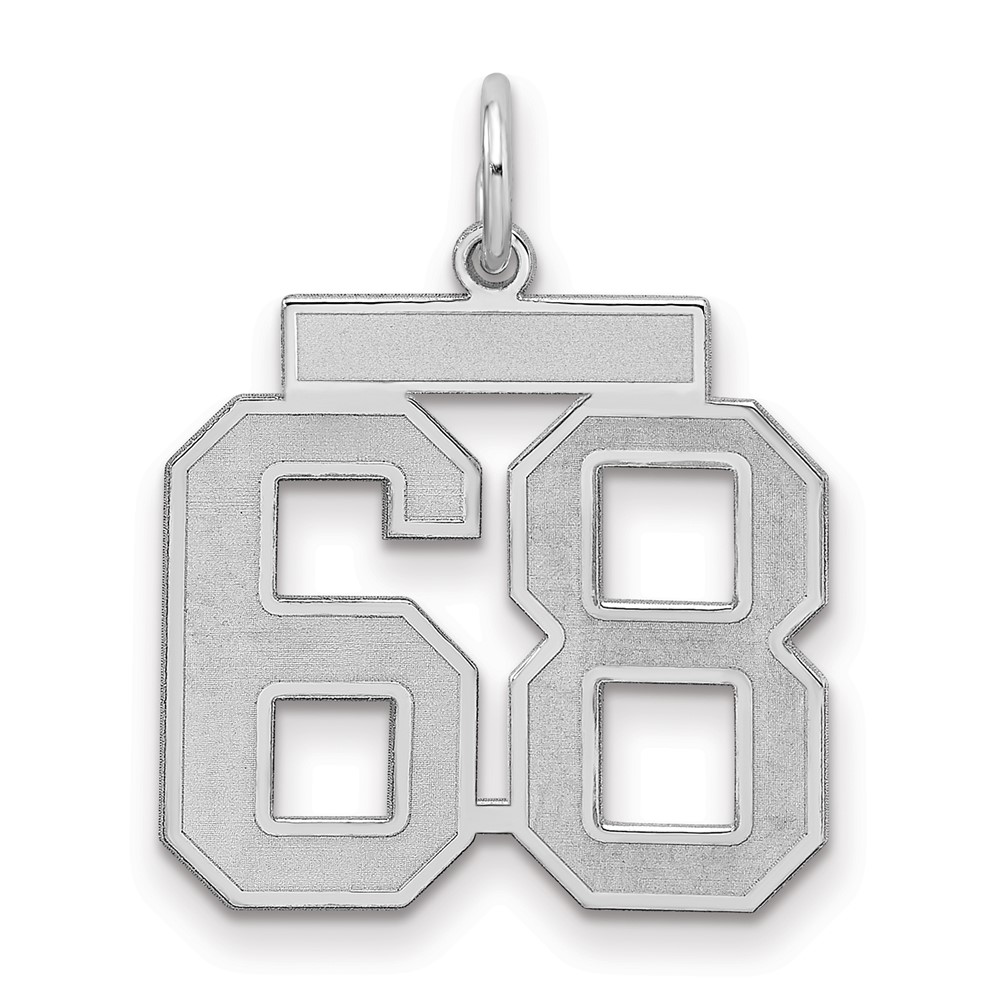 Sterling Silver Rhodium-plated Satin Number 68 Charm